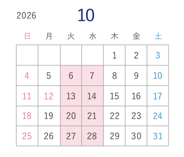 10月営業カレンダー