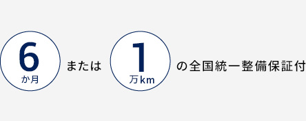 6か月または 1万kmの全国統一整備保証付